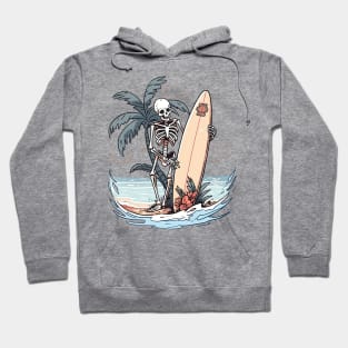 Surfer Skeleton On Beach Hoodie